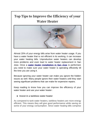 Top Tips to Improve the Efficiency of your Water Heater