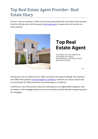 Top Real Estate Agent Provider- Real Estate Diary