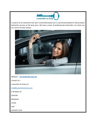 Car Locksmith Near Me  Locksmithonduty.com