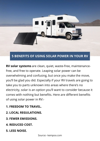 5 BENEFITS OF USING SOLAR POWER IN YOUR RV