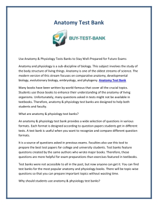 Anatomy Test Bank