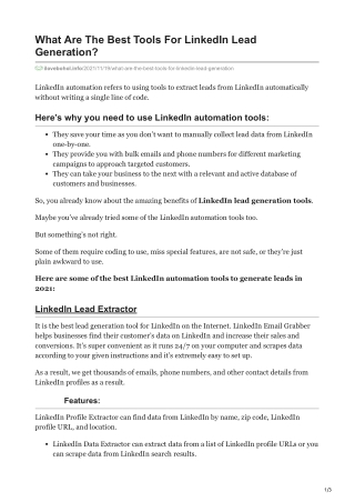1What Are The Best Tools For LinkedIn Lead Generation