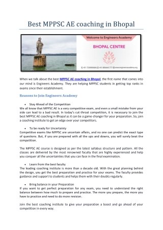 Best MPPSC AE coaching in Bhopal