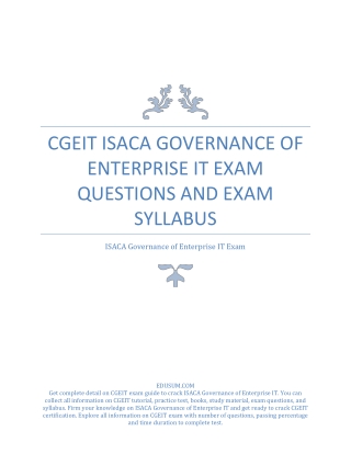 CGEIT ISACA Governance of Enterprise IT Exam Questions and Exam Syllabus