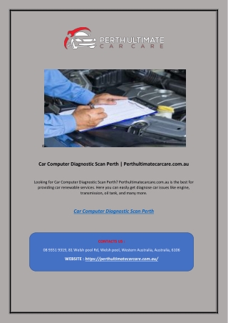 Car Computer Diagnostic Scan Perth | Perthultimatecarcare.com.au