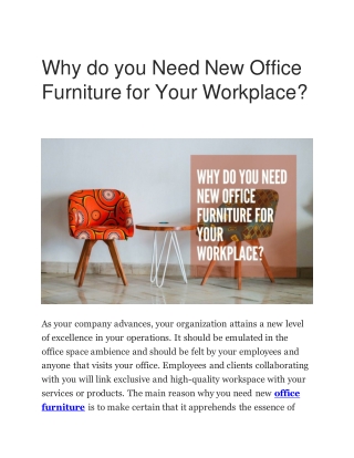Why do you Need New Office Furniture for Your Workplace