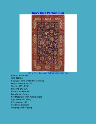 Navy Blue Persian Rug | Mansion Size Rugs