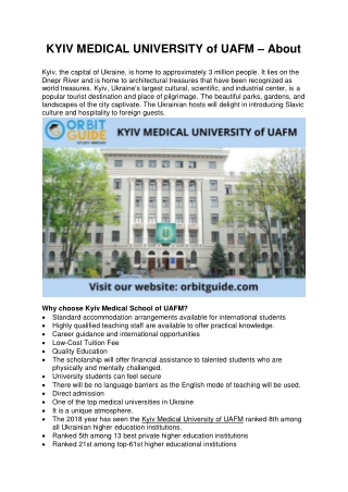 KYIV MEDICAL UNIVERSITY - About