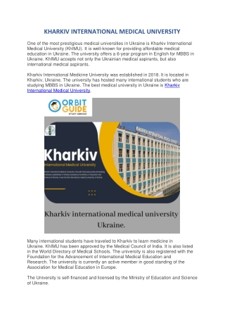 KHARKIV INTERNATIONAL MEDICAL UNIVERSITY