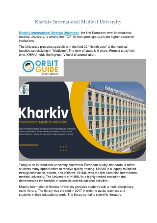 Kharkiv International Medical University (KIMU) -Ukraine
