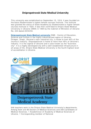 Dnipropetrovsk State Medical University