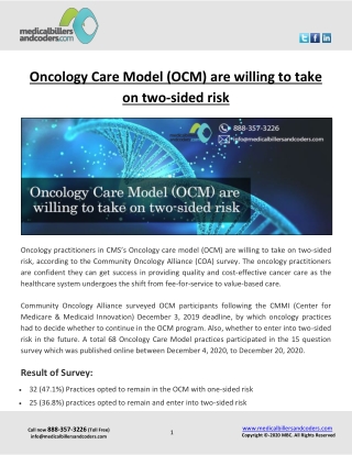 Oncology Care Model (OCM) are willing to take on two-sided risk