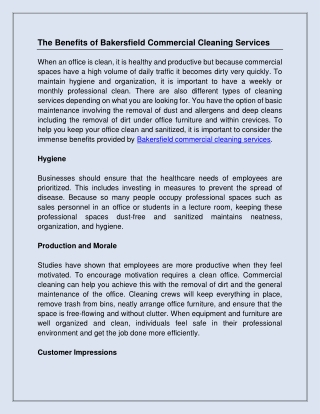 Promo Article 3 Bakersfield Commercial Cleaning Services