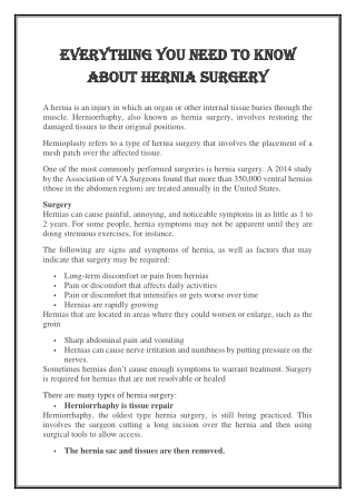 Everything You Need to Know About Hernia Surgery