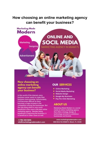 How choosing an online marketing agency can benefit your business_