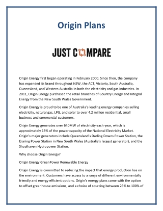 Origin Plans