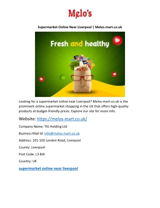 Supermarket Online Near Liverpool | Melos-mart.co.uk