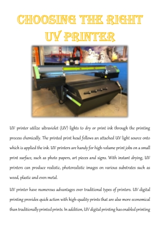 Choosing the Right UV Printer