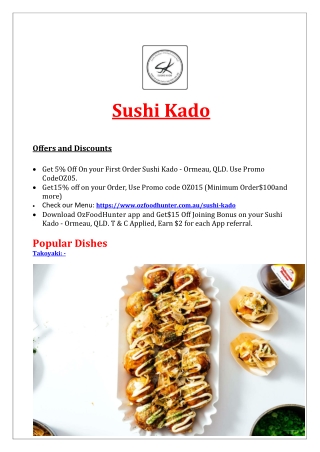 5% Off - Sushi Kado Restaurant Ormeau Delivery, QLD