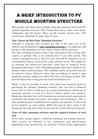 Solar mounting structure