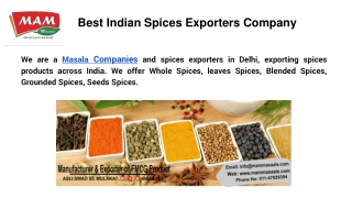 Best Indian Spices Exporters Company