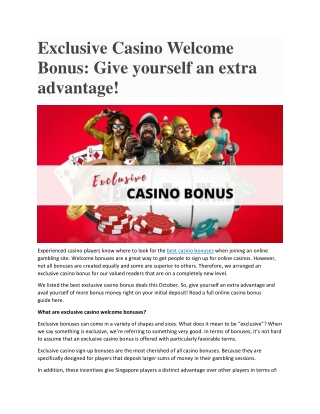 Exclusive Casino Welcome Bonus