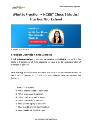 Fraction Definition | NCERT Class 6 Maths | Fraction Worksheet
