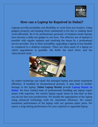 How can a Laptop be Repaired in Dubai?