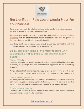 The Significant Role Social Media Plays For Your Business