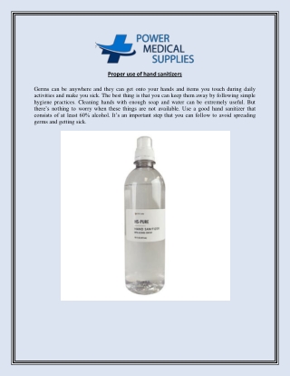 Proper use of hand sanitizers