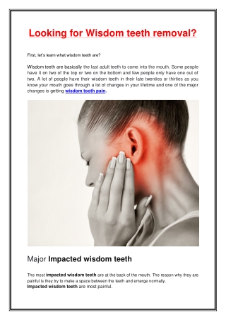 Looking for Wisdom teeth removal?