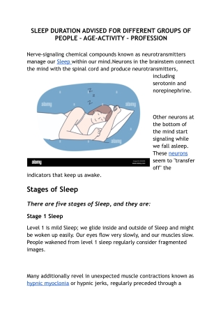 SLEEP DURATION ADVISED FOR DIFFERENT GROUPS OF PEOPLE – AGE-ACTIVITY – PROFESSION