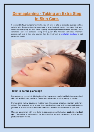 Dermaplaning Taking an Extra Step in Skin Care