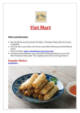 5% Off – Viet Mart Vietnamese Restaurant Fortitude Valley, QLD