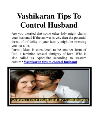 Vashikaran Tips To Control Husband -   91-9678-267567