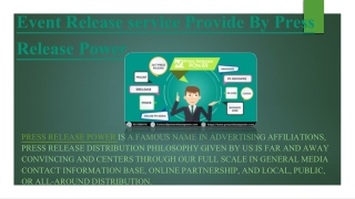 Event Release service Provide By Press Release Power