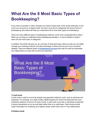 What Are the 8 Most Basic Types of Bookkeeping