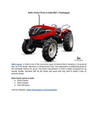 Solis Tractor Price in India 2021 | Tractorgyan