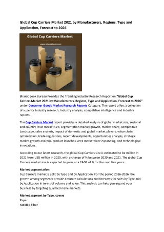 Global Cup Carriers Market Research Report 2021-2026