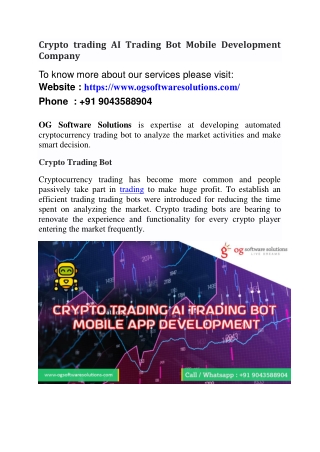 Crypto trading AI Trading Bot Mobile Development Company