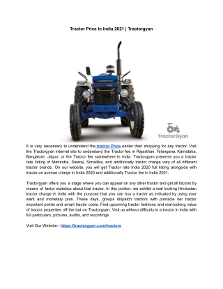 Tractor Price in India 2021 | Tractorgyan