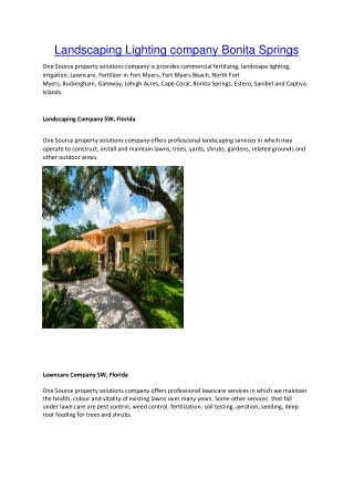 Landscaping Lighting company Bonita Springs