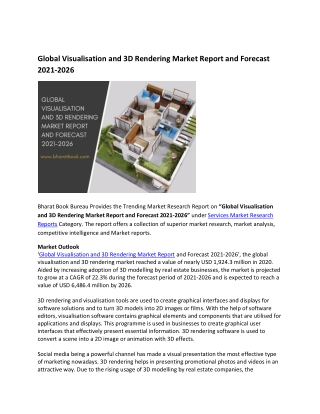 Visualisation and 3D Rendering Market Report