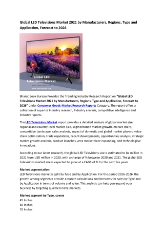 Global LED Televisions Market Research Report 2021-2026