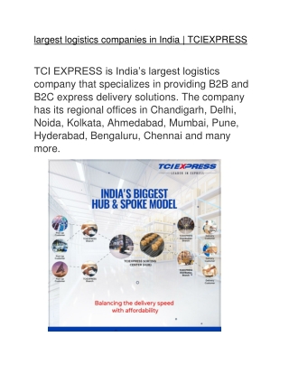 largest logistics companies in India | TCIEXPRESS