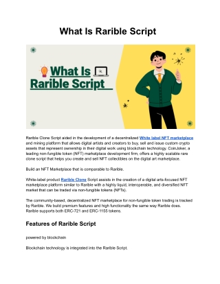 Rarible Script- To Create NFT Marketplace like Rarible