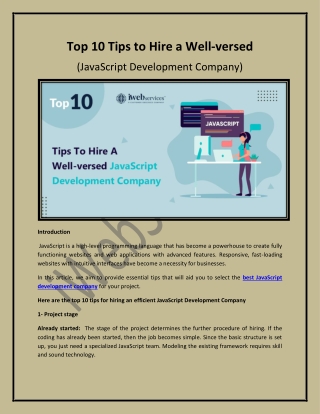 Tips To Hire A Well-versed JavaScript Development Company - iWebServices