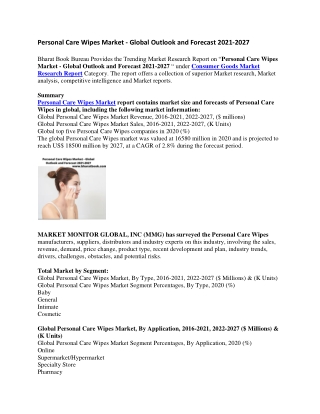 Personal Care Wipes Market - Global Outlook and Forecast 2021-2027-converted