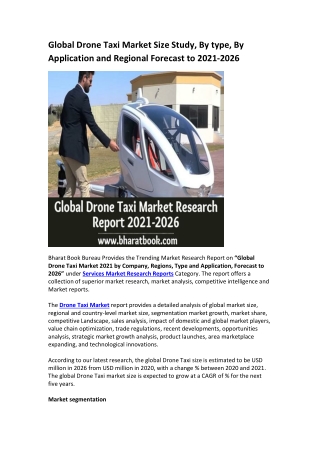 Global Drone Taxi Market Research Report 2021-2026