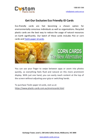 Get Our Exclusive Eco Friendly ID Cards